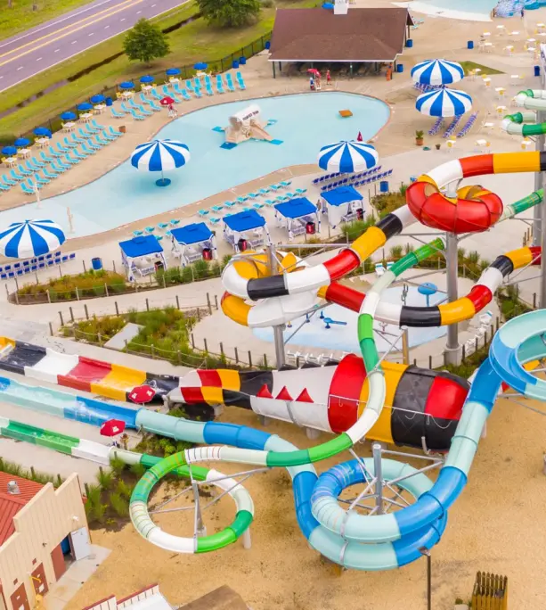 Frontier Town Adventure Park with water slides and a pool